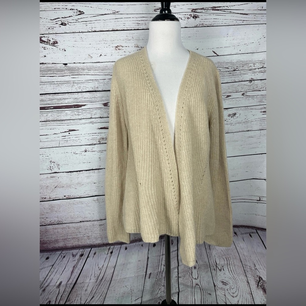 Calypso St Barth 100% cashmere open knit cardigan Large soft beige